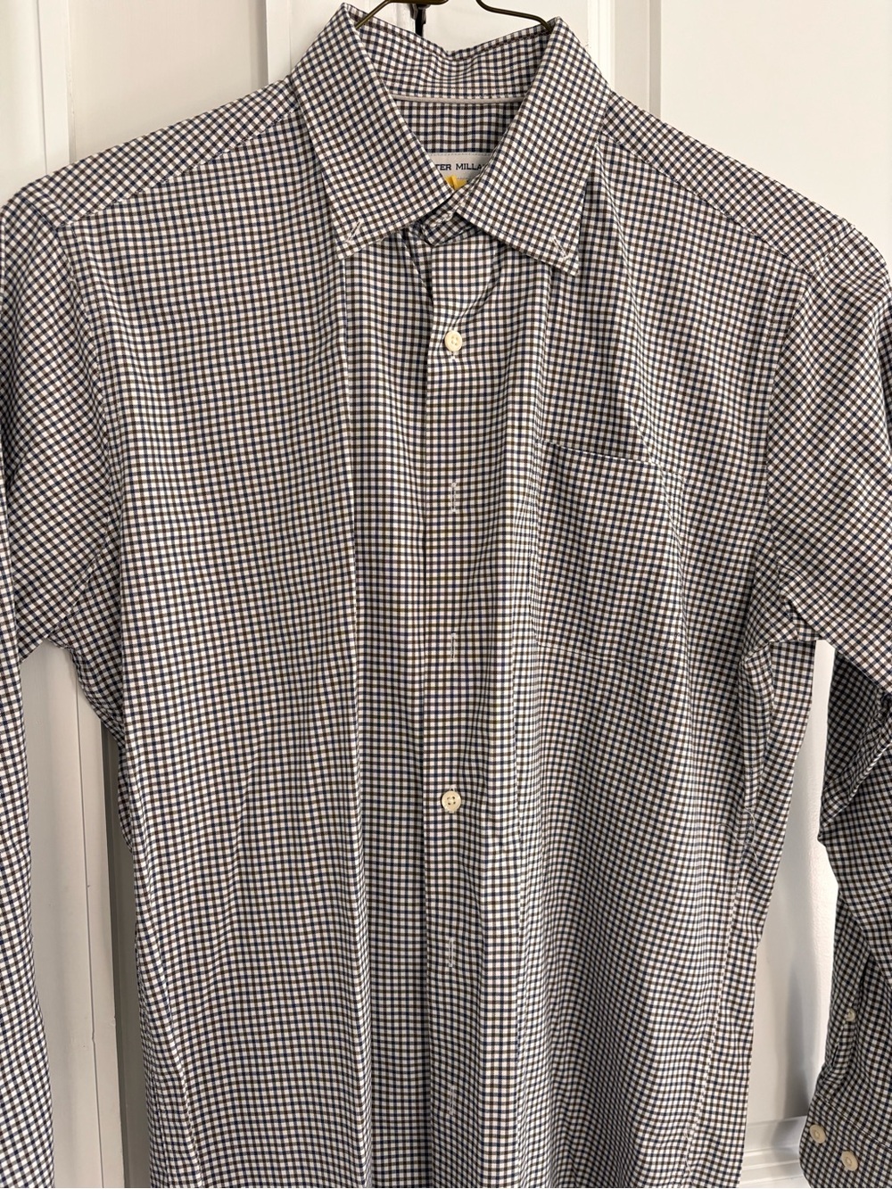 Peter Millar olive and navy Micro-Check Dress Shirt